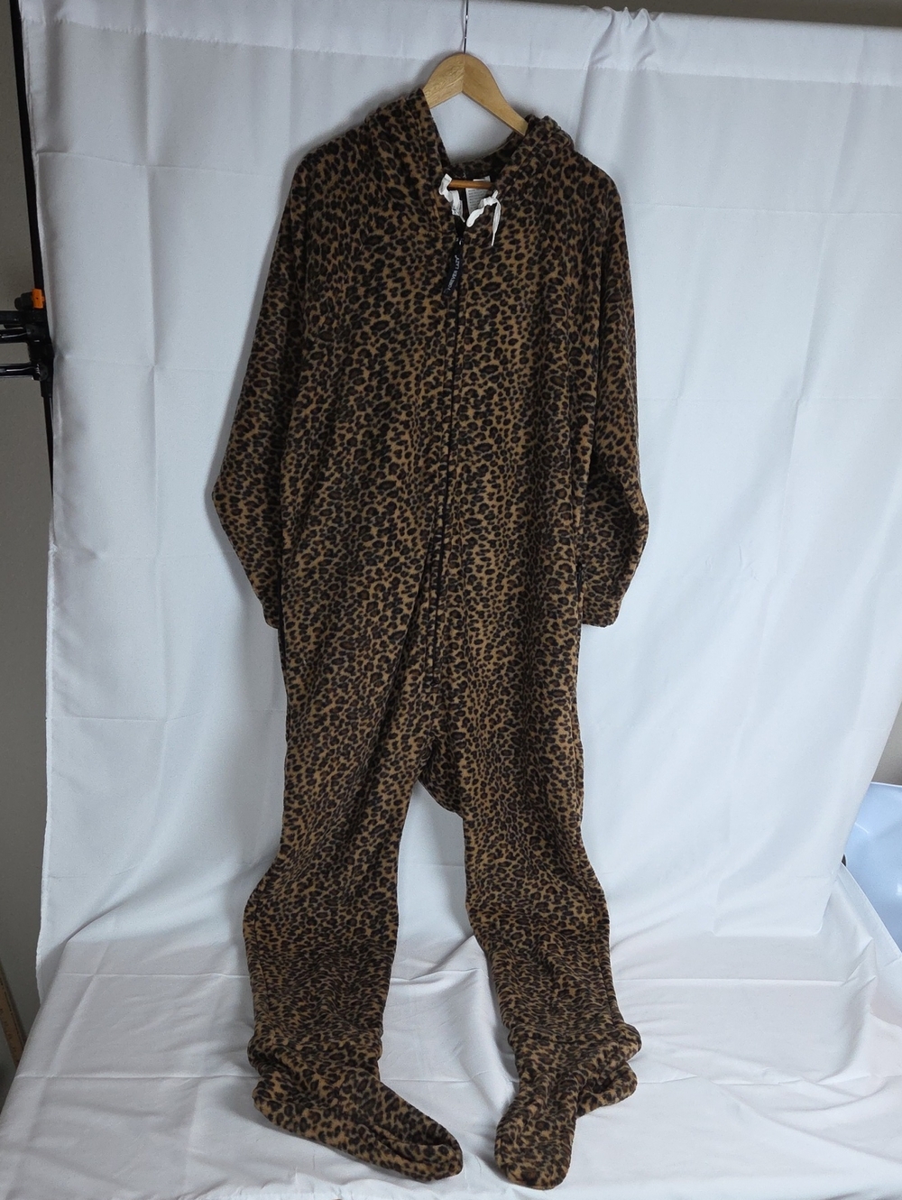 Forever Lazy...Leopard Print Hooded Footed Onesie Pajamas - Brown